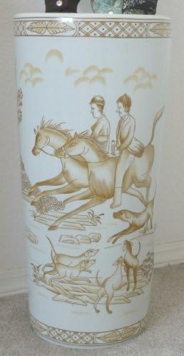 Ceramic Umbrella Stand Hunting Scene