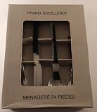 Pradel Excellence - 63650 - Ménagère New Design - Noire dans Une Boîte Vitrine - 24 Pièces