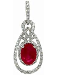18K White Gold Ruby and Diamond Pendant -- LIFETIME WARRANTY