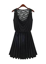 Sexy Lace Knee Length Elasticized   Waistline Sleeveless  Dress