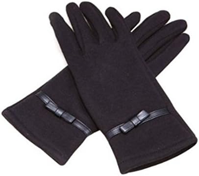 Ladies Thinsulate Insulation Winter Fleece Outdoor Gloves Touchscreen Bowknot Terylene Lined Magic Gloves Grip Knitted Gloves Ski Bike Cycle Gloves for Cell Smart Phone/iphone/ipad/itouch/htc/tablet/blackberry/samsung/sat Nav/atm Xmas Gift for Her Free Size (Black)