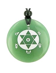 King Solomon Seal of Success Amulet Green Aventurine Gemstone Circle Good Luck Powers Pendant Necklace