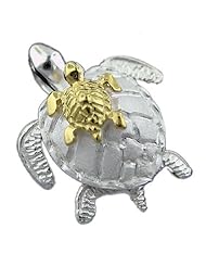 925 Silver Two Tone Mother & Baby Turtle Pendant Hawaiian Silver Jewelry