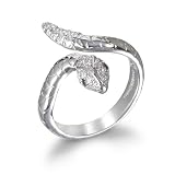 White CZ Snake Ring With Black Eye