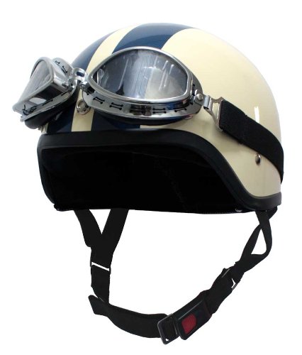 送料無料 バイク用 ヘルメット ◎ゴーグル付き コンバット ヘルメット （アイボリー）