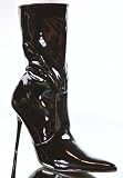 High Heels Stiefelette im Italy - Design 12 cm schwarz Lack