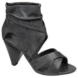 Womens Designer Grey Odeon Peep Toe Zip Cuff Heel Sandal Shoes