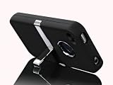 Black Deluxe Hard Case Cover with Chrome Stand Rubberized Clip for Apple Iphone 4 and 4s(fits At&t, Sprint and Verizon Iphone 4 and 4s)