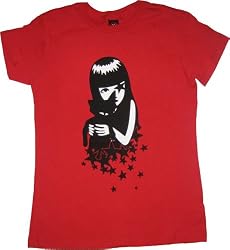 Emily the Strange holding cat juniors women's shirt Red