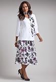 Roamans Plus Size Floral Print Scarf Skirt Suit