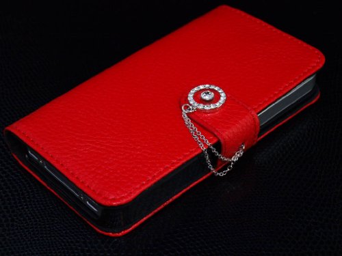 iPhone 4S / 4 Novoskins Novello Crystal Solitaire Diary Purse Leather Case Red