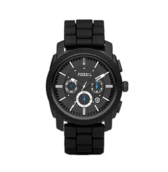 Fossil Men's FS4487 Black Silicone Bracelet Black Analog Dial Chronograph Watch