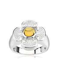 14K White Gold and Citrine Maltese Cross Ring