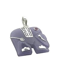 Lavender Jade Lucky Elephant Pendant, 925 Sterling Silver