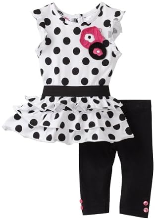 Young Hearts Baby-Girls Infant Dotted Long Tunic With Legging Set