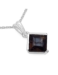 1.80 Carat Genuine Smoky Topaz Sterling Silver Pendant Necklace. 18"