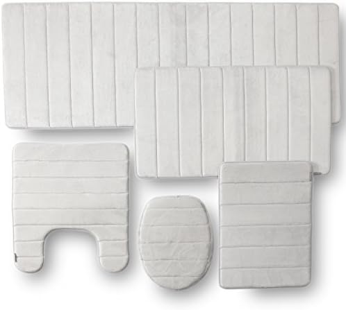 5PC MEMORY FOAM BATHROOM SET COMBO - GREY