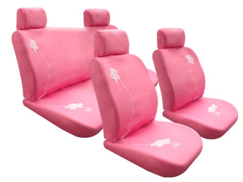 Holiday Season- FREE upgrade any shipping service to PRIORITY MAIL (only takes about 2-3days.) BLOOM UNIVERISAL SEAT COVER FULL SET PINK