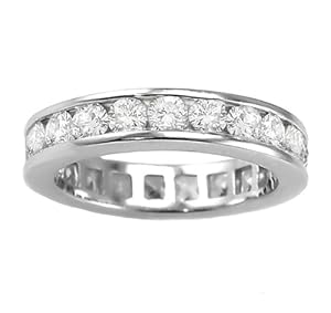 2.70 CT TW Channel Set Round Diamond Eternity Wedding Band in 18K White Gold - Size 5