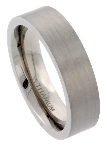 Titanium 6 mm   Flat Comfort Fit Band with Satin Finish