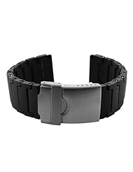 Polyurethane Black Link Bracelet Watch Band for Luminox Watches 23mm - PU66