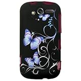 Hard Snap on Plastic RUBBERIZED BLACK With PURPLE BUTTERFLY Design Sleeve F ....