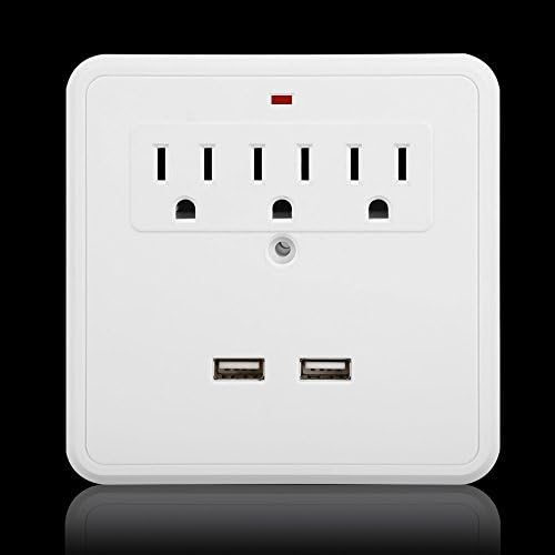 Magicfly Power 3 AC Outlet Wall Mount Surge Protector with 2 Foldable Phone holder & Dual USB Charging Port Color: 3 AC with 2 phone holders Model: Tools & Home Improvement