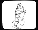 Decorated Mouse Pad with black and white, sitting, robe, Poland, Europe, traditional dress, woman, prayer