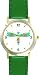 Multicolored No.3 Dragonfly or Dragon Fly - JP - WATCHBUDDY&reg; DELUXE TWO-TONE THEME WATCH - Arabic Numbers - Green Leather Strap-Size-Women's Size-Small
