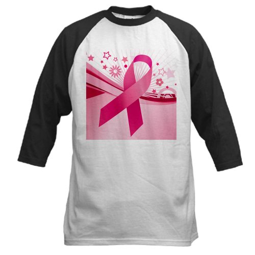 Artsmith, Inc. Baseball Jersey Cancer Pink Ribbon Waves