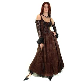 Miederkleid, Gothic, Mieder Kleid Dark Lady Gr. 34-46 103 Braun