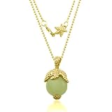 18K Gold over .925 Sterling Silver Starfish Claw Pendant with 16mm Round Jade Quartz on 30 1.5mm Bead Chain