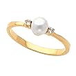 14K Yellow Gold Akoya Cultured Pearl and Diamond Ring - 4.50mm