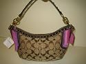 COACH Signature Stud Small Hobo (#6424 Khaki/pink)