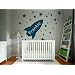Custom Wall Art Sticker - Boys Bedroom - Rocket, Stars, Name