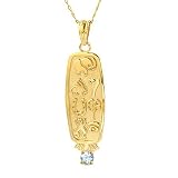 10K Gold Blue Topaz Good Luck Pendant 18
