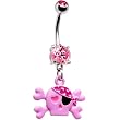 Pink Gem Pirate Skull Belly Ring