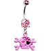 Pink Gem Pirate Skull Belly Ring