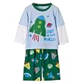 Toddler Boys' Just One Year 2pc Long-sleeve Spaceship/World PJ Set - Green/Light Blue