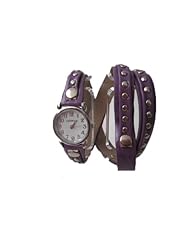 BALI STUD GENEVA SOFT LEATHERETTE WRAP AROUND FASHION WATCH (Purple)