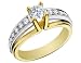 Diamond Engagement Ring: 14K Yellow and White Gold 3/5 Carat (Ctw) Round Brilliant Cut