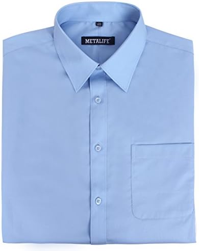 METALIFE Handcrafted Non Iron Dress Shirts for Men Big and Tall Light Blue 18.5(36/37)