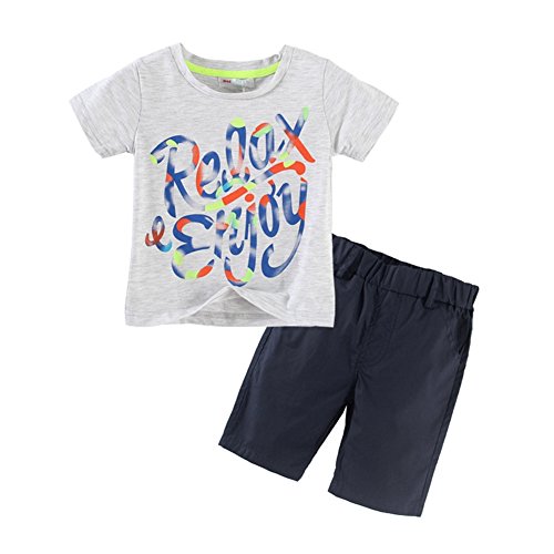 Mud Kingdom Little Boys' Quotes T-shirt + Pants Outfits Kids Clothing Sets US Size 3T