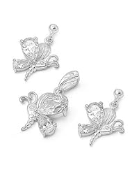 Sterling Silver Sets With Cubic Zirconia - Butterfly
