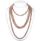 HinsonGayle High-Luster Pink Pearl Rope Necklace 82 inches