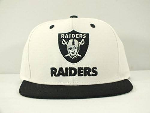 LOS ANGELES RAIDERS NFL WHITE/BLACK FLAT BRIM VINTAGE SNAPBACK (A8