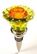 Glass Green & Amber Flower Wine Stopper Glass Green & Amber Flower Wine Stopper