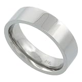 Surgical Steel Flat 6mm Wedding Band Thumb Ring Comfort-Fit High Polish, sizes 5 to 12