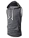 H2H Mens Fashion Slim Fit Sleeveless Hoodies with Big Front Pocket