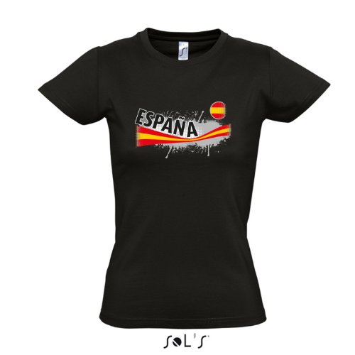 Fanshirt-Damen ESPANA, Spanien Ländershirt EM / WM Trikot S-XXL , Deep black , XXL
